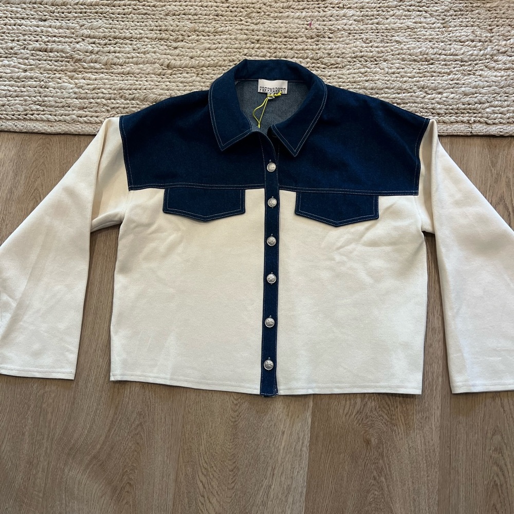 Two-Tone Button-Up Women's Jacket